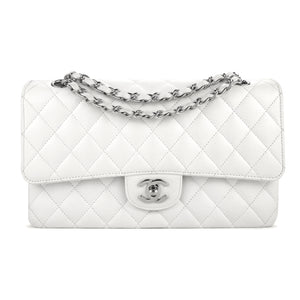 CHANEL Medium Classic Double Flap Bag in White Caviar  Dearluxe
