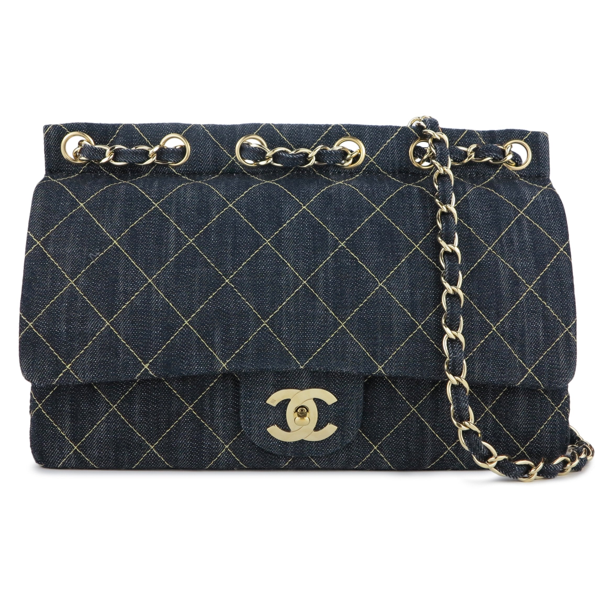 Chanel Mini Flap Bag Denim Blue in Denim with Gold-tone - US