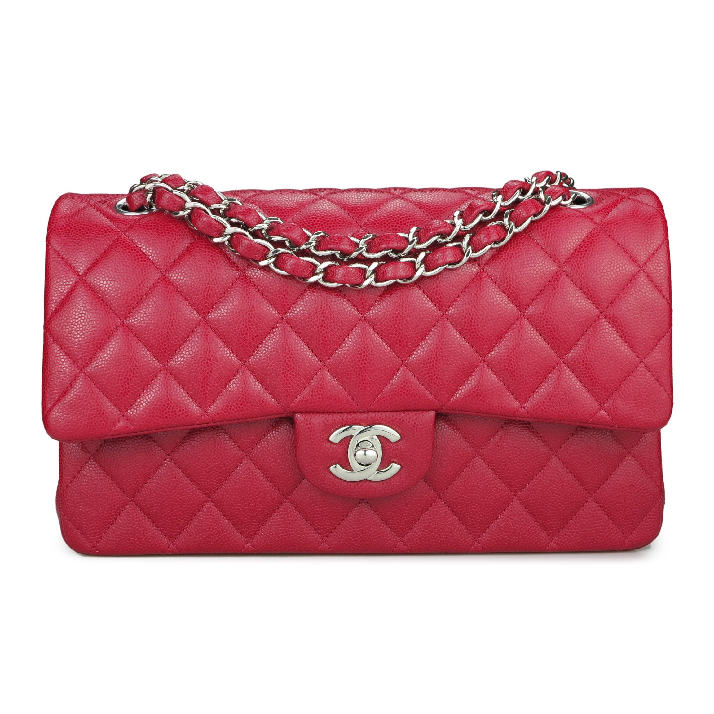 Chanel Classic M/L Medium Double Flap Sakura Pink Caviar Silver Hardwa –  Coco Approved Studio
