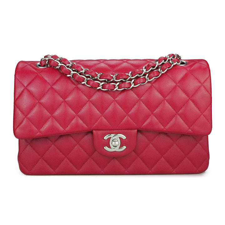 CHANEL Medium Classic Double Flap Bag in 18B Dark Pink Caviar - Dearluxe.com