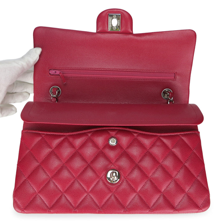 CHANEL Medium Classic Double Flap Bag in 18B Dark Pink Caviar - Dearluxe.com