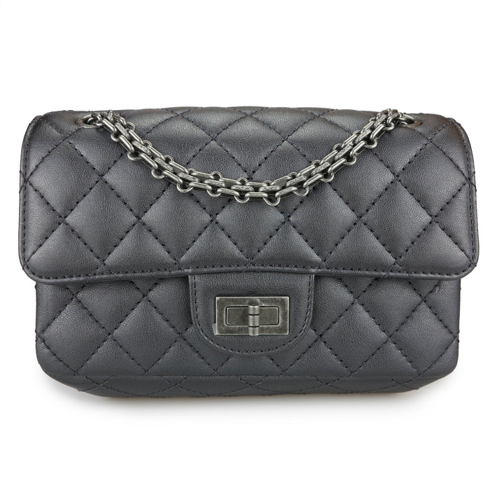 CHANEL 2.55 Mini Reissue Flap Bag Size 224 in Charcoal Grey - Dearluxe.com
