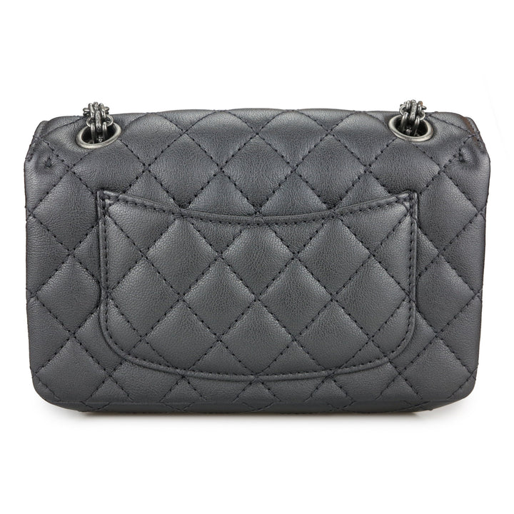 CHANEL 2.55 Mini Reissue Flap Bag Size 224 in Charcoal Grey