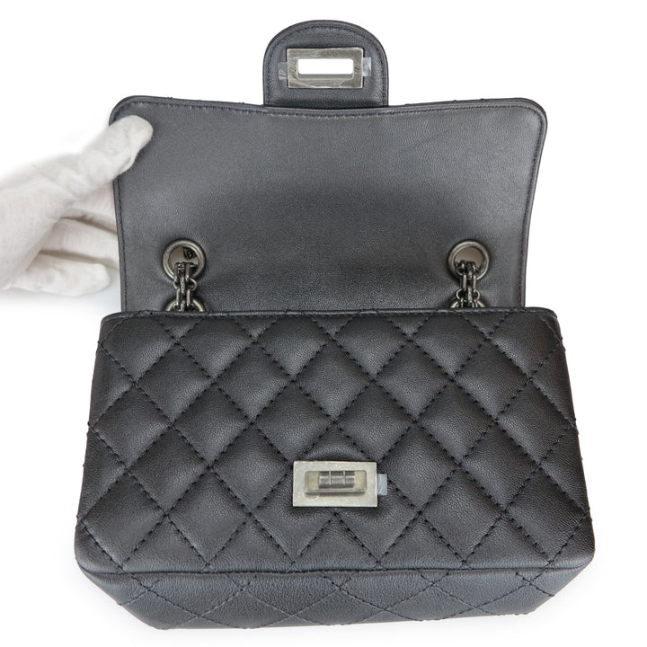 CHANEL 2.55 Mini Reissue Flap Bag Size 224 in Charcoal Grey - Dearluxe.com