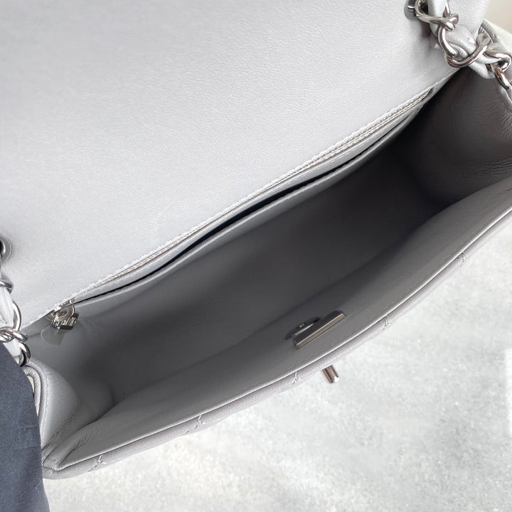 CHANEL Mini Rectangular Flap Bag in 21B Grey Lambskin - Dearluxe.com
