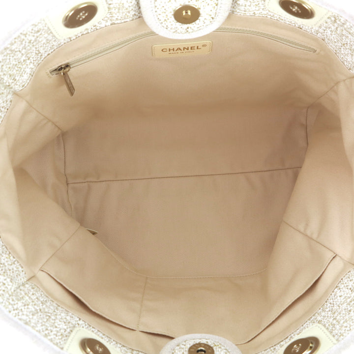 Chanel Brown Mini Deauville Tote Beige Leather ref.122425 - Joli