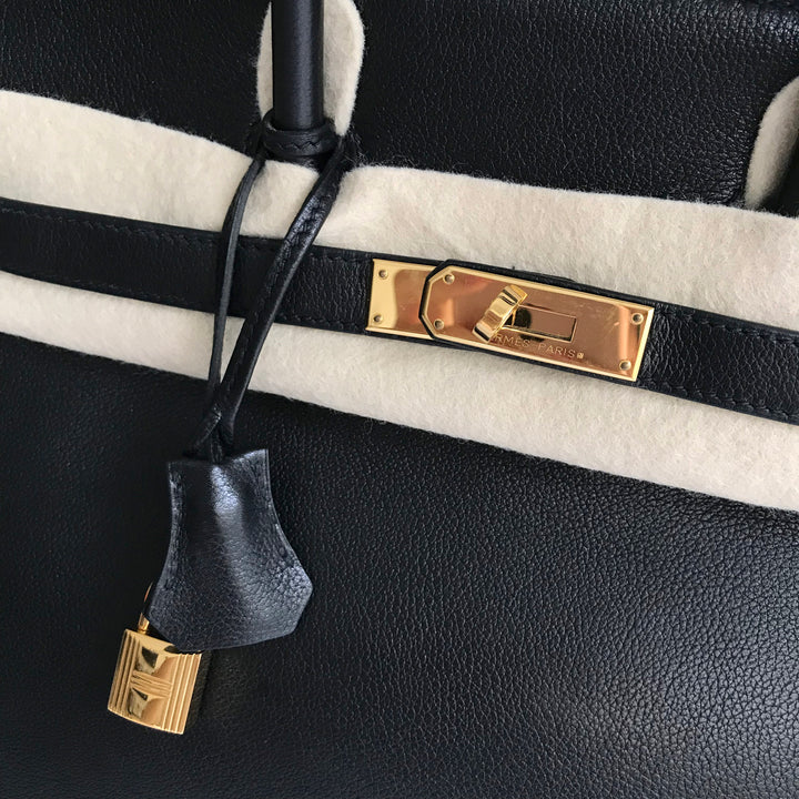 Birkin 35 leather handbag Hermès Black in Leather - 21734278