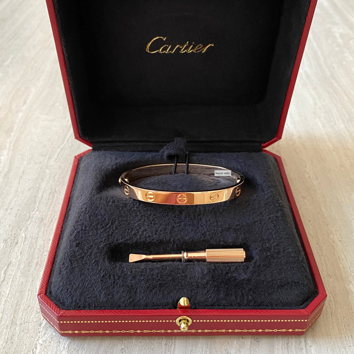 CARTIER Love Bracelet in 18k Pink Gold Sz 17 - Dearluxe.com