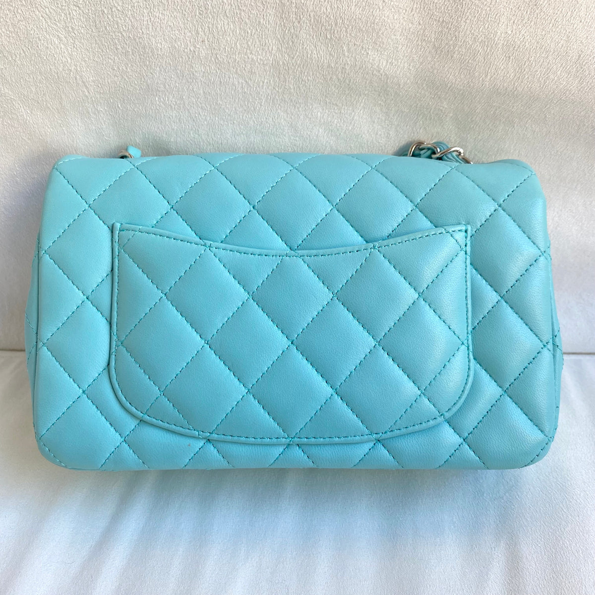 CHANEL Mini Rectangular Flap Bag in 19C Tiffany Blue Lambskin | Dearluxe