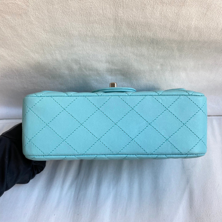 CHANEL Mini Rectangular Flap Bag in 19C Tiffany Blue Lambskin - Dearluxe.com