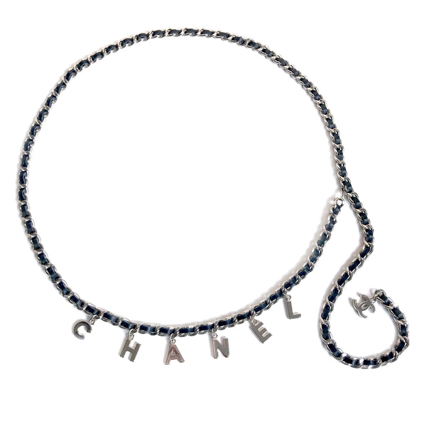 CHANEL Letter Logo Charm Leather Chain Belt - Dearluxe.com