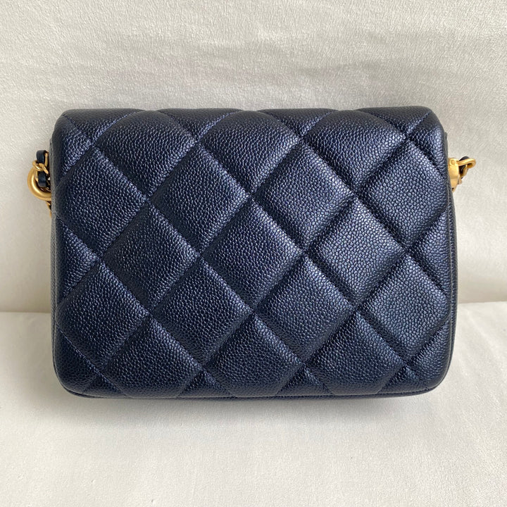 CHANEL Iridescent Caviar Quilted Mini My Perfect Flap Black 842884