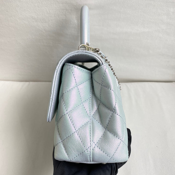 CHANEL Classic Mini Flap Bag Iridescent Icy Blue Calfskin NWT 21K  New/receipt
