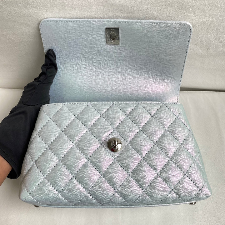 Chanel Womens 21K Coco Handle Iridescent Purple Caviar Mini – Luxe