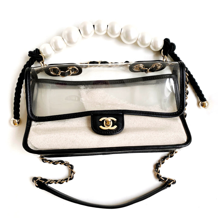 CHANEL Coco Sand PVC Medium Flap Bag with Pearl Handle | Dearluxe