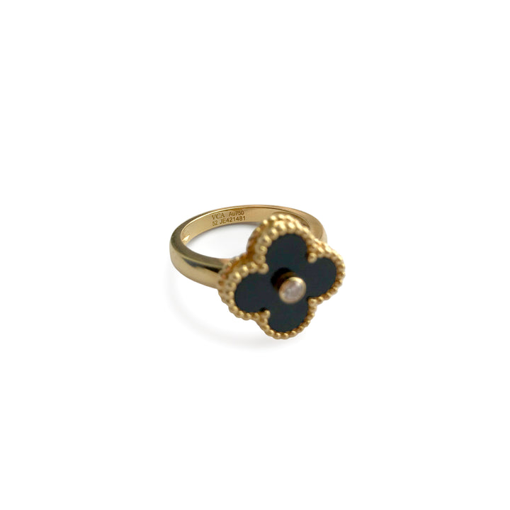 VAN CLEEF & ARPELS Vintage Alhambra Ring in 18k Yellow Gold Onyx - Dearluxe.com