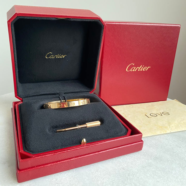 CARTIER Love Bracelet in 18k Pink Gold Sz 16 - Dearluxe.com
