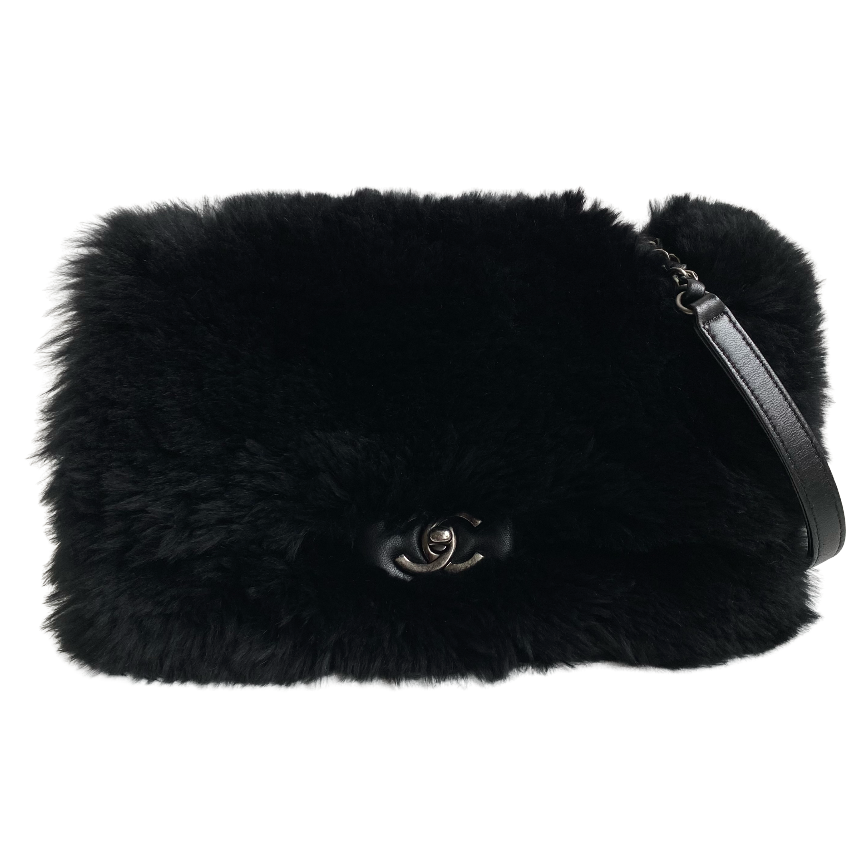 Chanel Drawstring Bag Reversible Sac Cordon Black Lambskin Leather