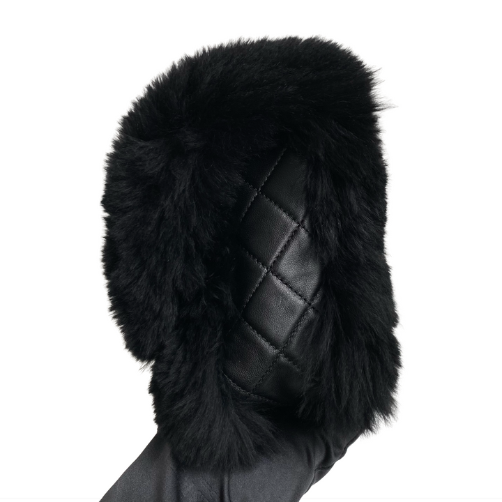 CHANEL Black Orylag Rabbit Fur Medium Single Flap Bag - Dearluxe.com