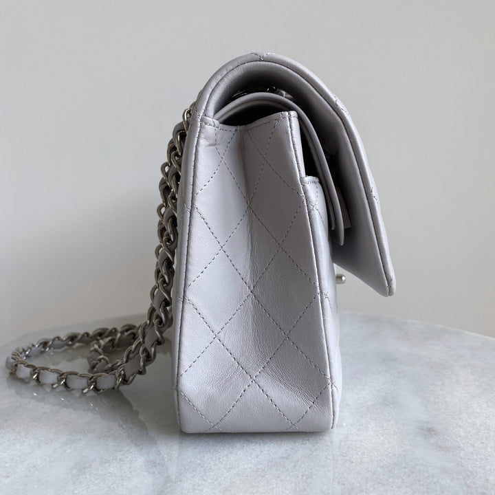CHANEL Medium Classic Double Flap Bag in 20C Grey Lambskin - Dearluxe.com