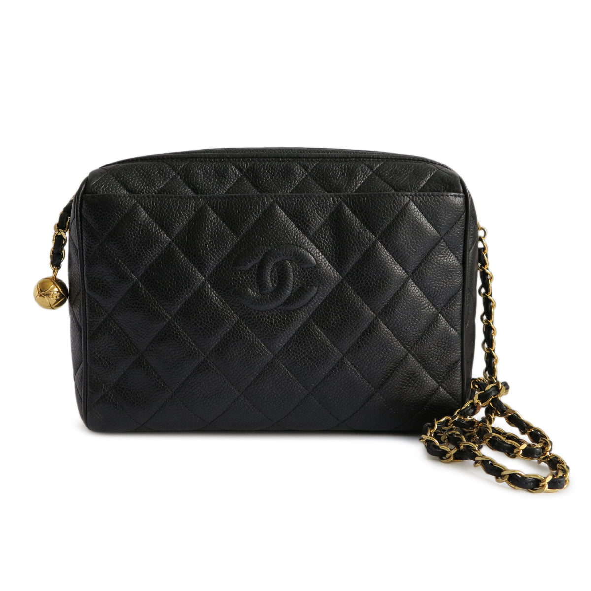 Used CHANEL Vintage Black Caviar Leather Zip Bag – Debsluxurycloset