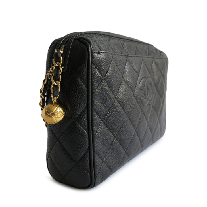 1990's Vintage Chanel Black Caviar Zipper Tote Bag at 1stDibs