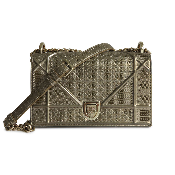 DIOR Small Diorama Bag in Gold Micro-Cannage Patent Leather – Dearluxe