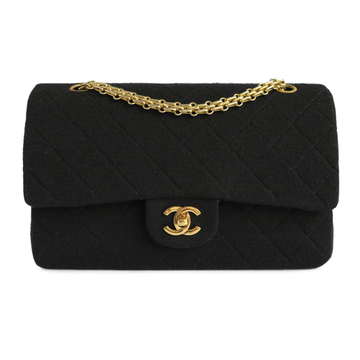 CHANEL Medium Vintage Classic Double Flap Bag in Black Jersey – Dearluxe