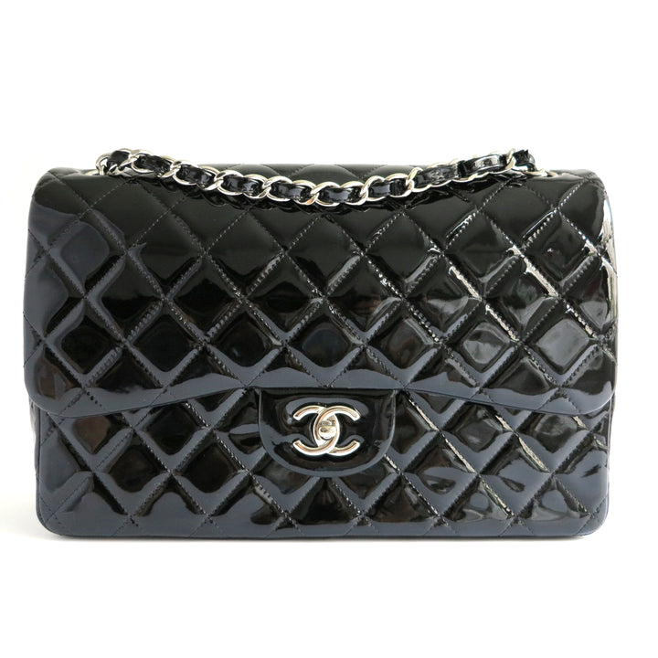 CHANEL Jumbo Classic Double Flap Bag in Black Patent Leather - Dearluxe.com