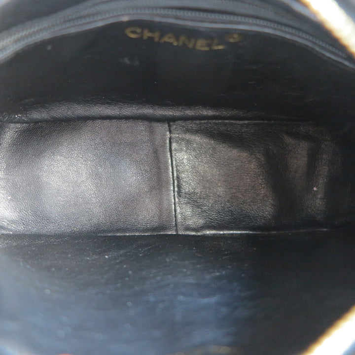 CHANEL Vintage Quilted Logo Camera Bag in Black Lambskin