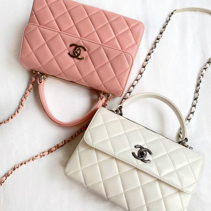 CHANEL Lambskin Quilted Small Trendy CC Flap Dual Handle Bag Light Pink  302078