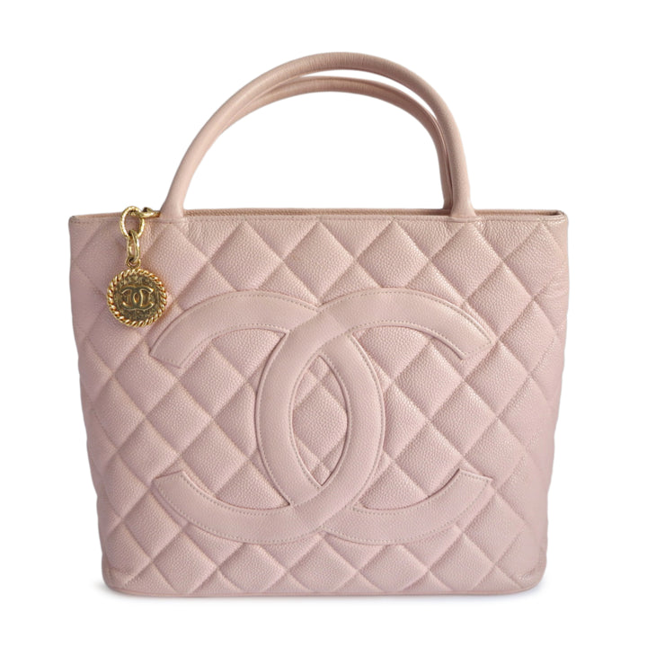 CHANEL Vintage Medallion Tote in Nude Pink Caviar - Dearluxe.com