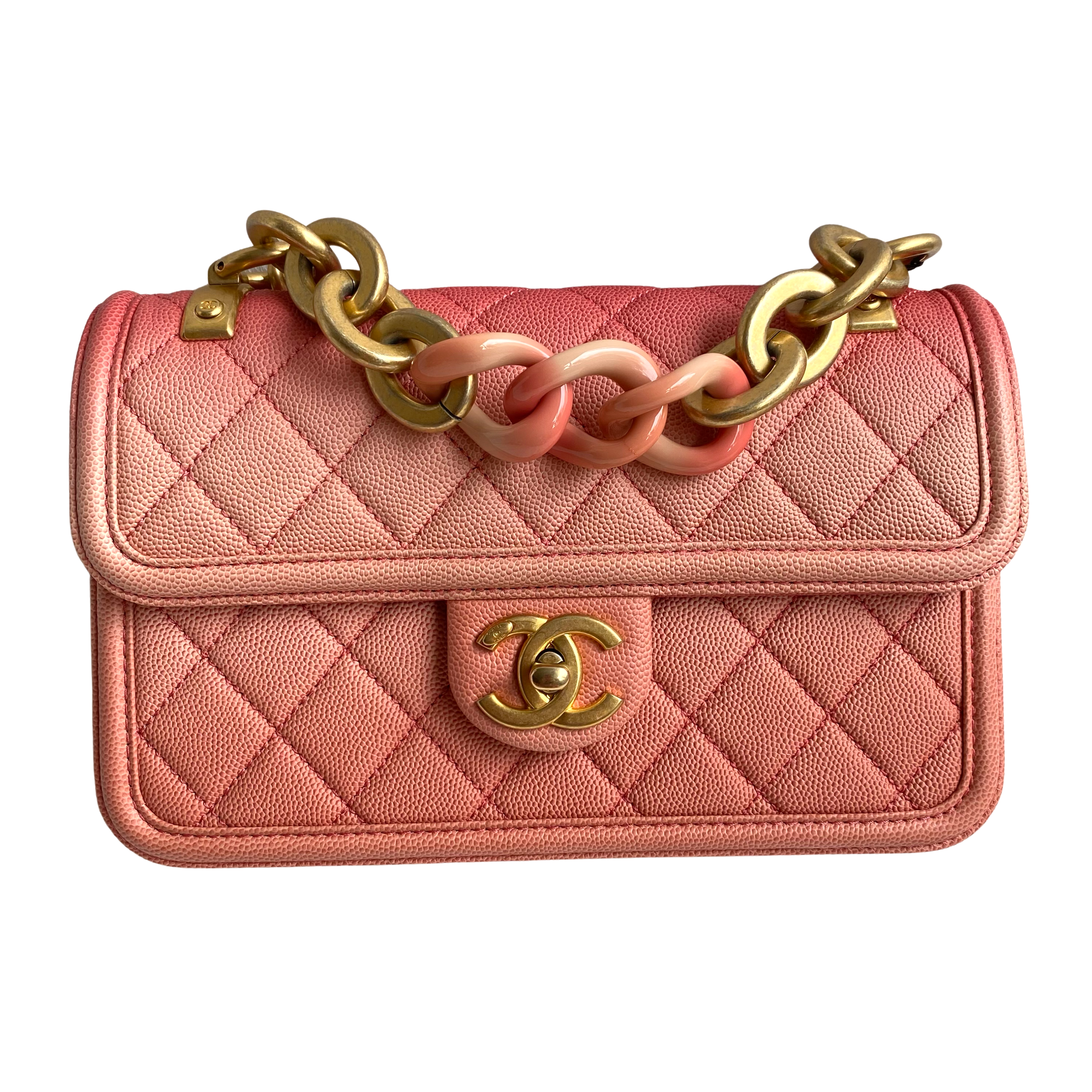 Chanel Seasonal Flap Sunset By The Sea Sea Mini, Beige Ombre Caviar Leather  with Aged Gold Hardware, Preowned with Dustbag, and Card WA001 - Julia Rose  Boston