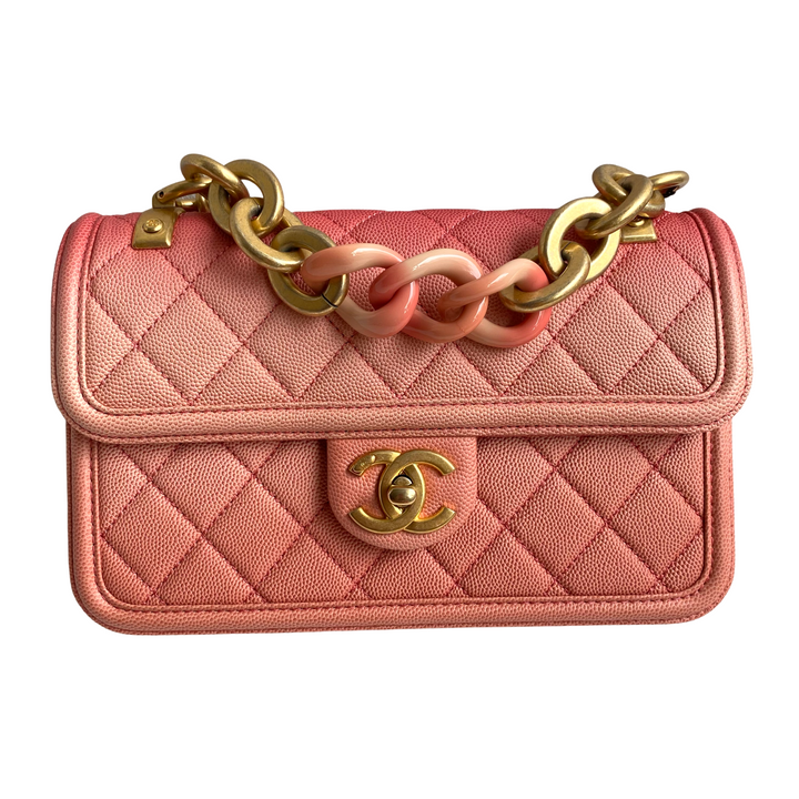 Chanel Sunset On The Sea Flap Bag Quilted Caviar Medium Pink 8167048