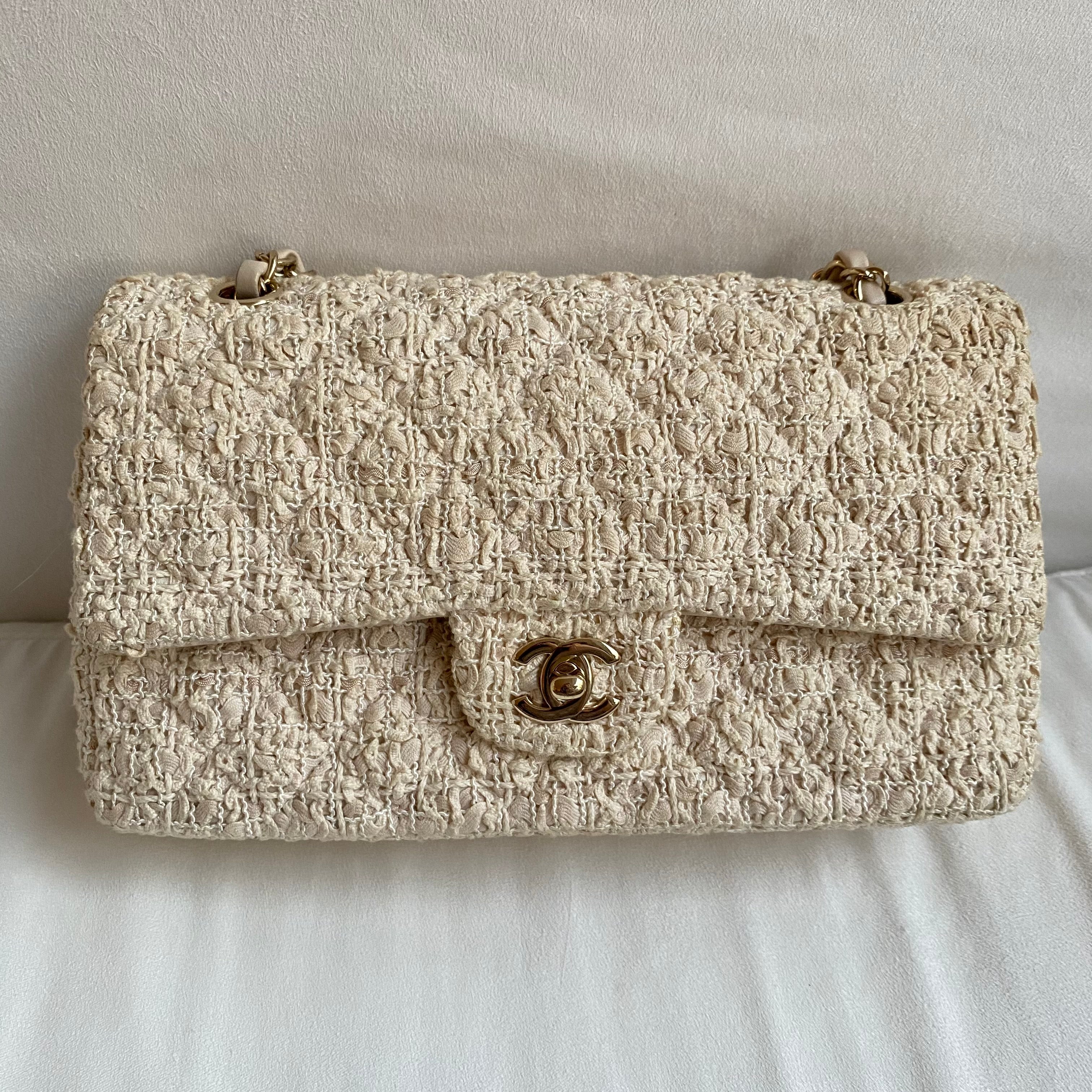Chanel Classic Mini Rectangular 22K Pink Tweed with light gold