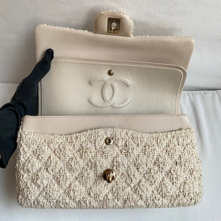 Chanel Double Flap Bag Tweed Medium - Kaialux