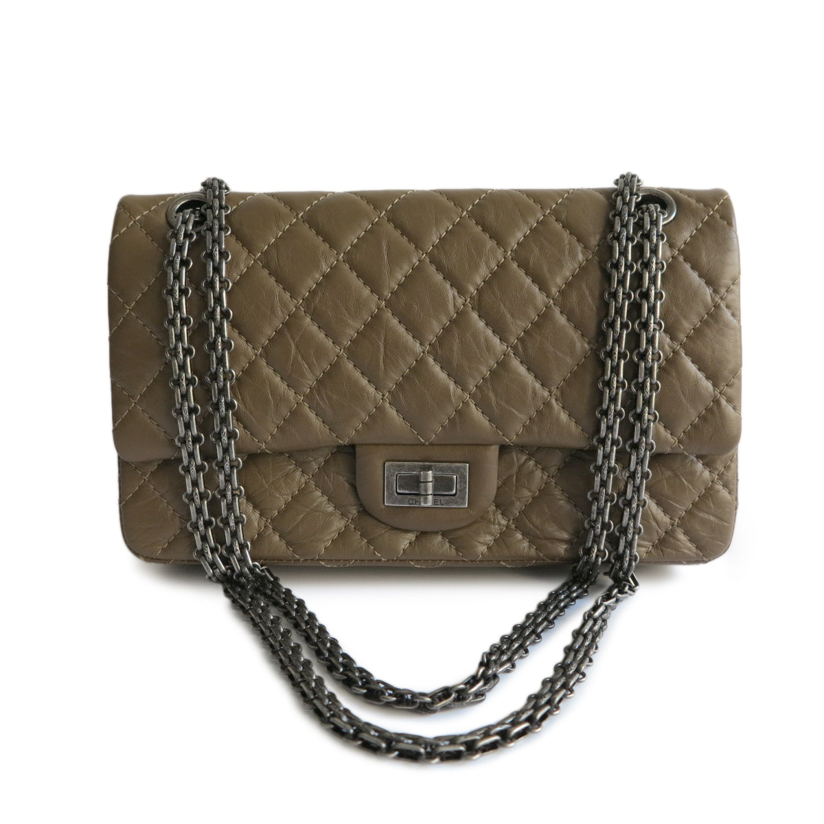 2.55 Reissue Flap Bag Size 225 in Olive Brown Aged