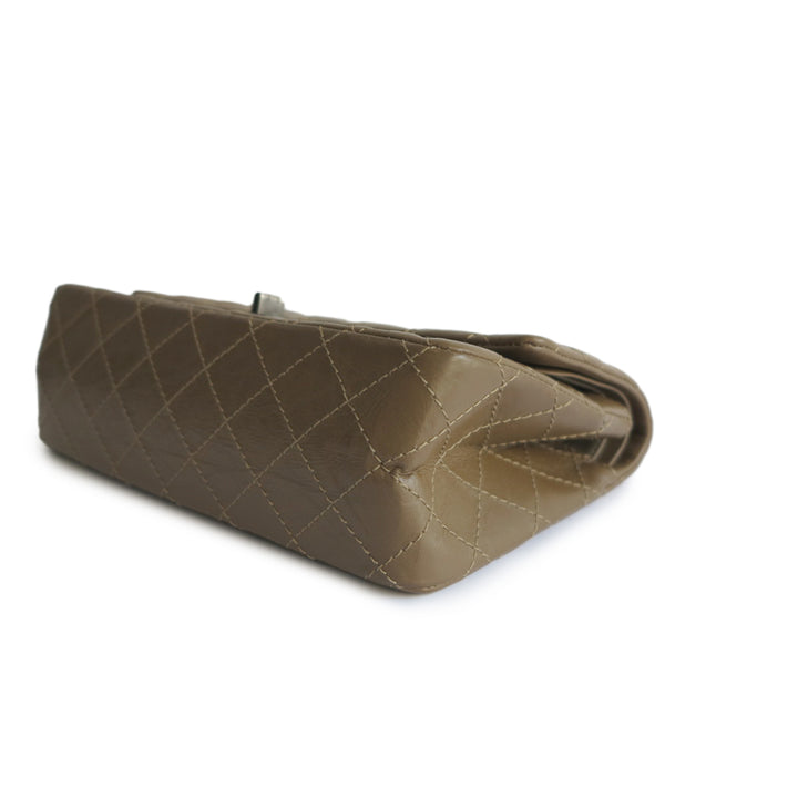 CHANEL 2.55 Reissue Flap Bag Size 224 in Olive Brown Aged Calfskin - Dearluxe.com