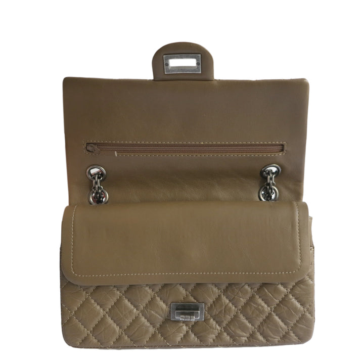 CHANEL 2.55 Reissue Flap Bag Size 224 in Olive Brown Aged Calfskin - Dearluxe.com