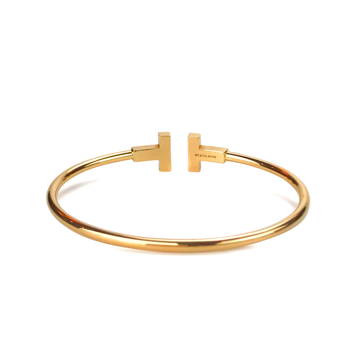 TIFFANY & CO. T Wire Bracelet Regular Size Small in 18k Rose Gold - Dearluxe.com