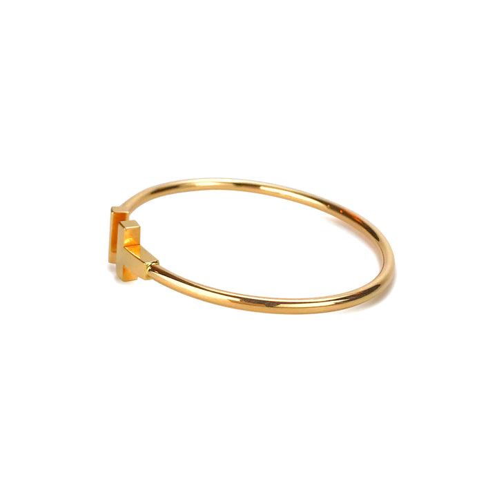 TIFFANY & CO. T Wire Bracelet Regular Size Small in 18k Rose Gold - Dearluxe.com