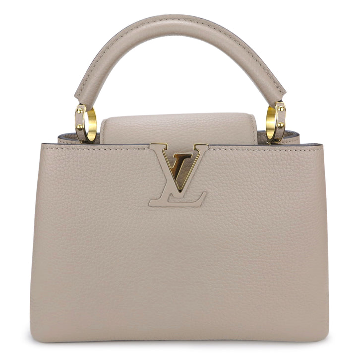 Louis Vuitton Galet Gray Taurillon Leather Capucines BB Gold