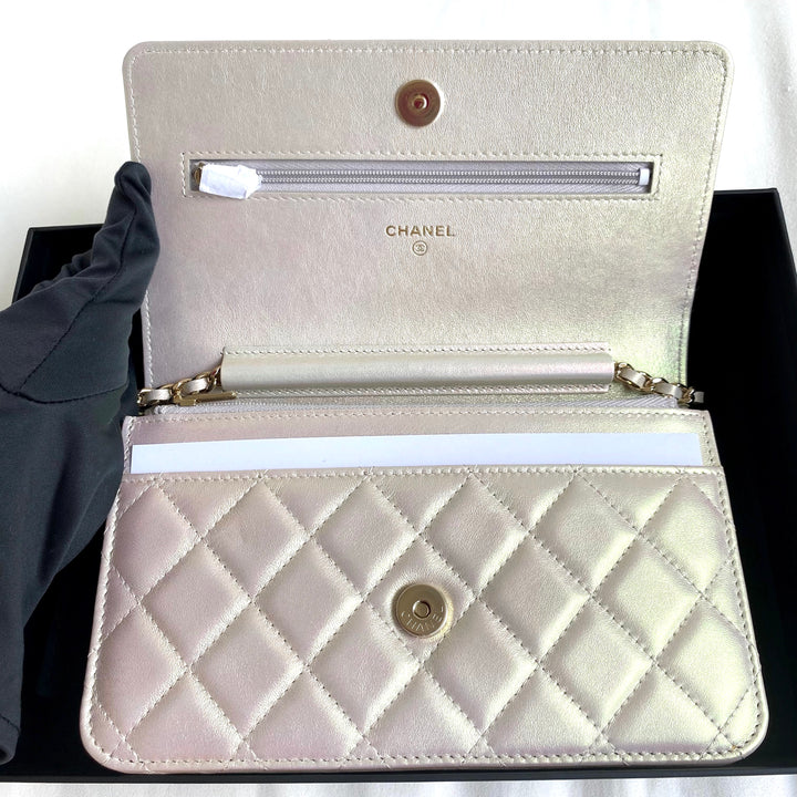 CHANEL Wallet On Chain WOC in 20B Iridescent Ivory - Dearluxe.com