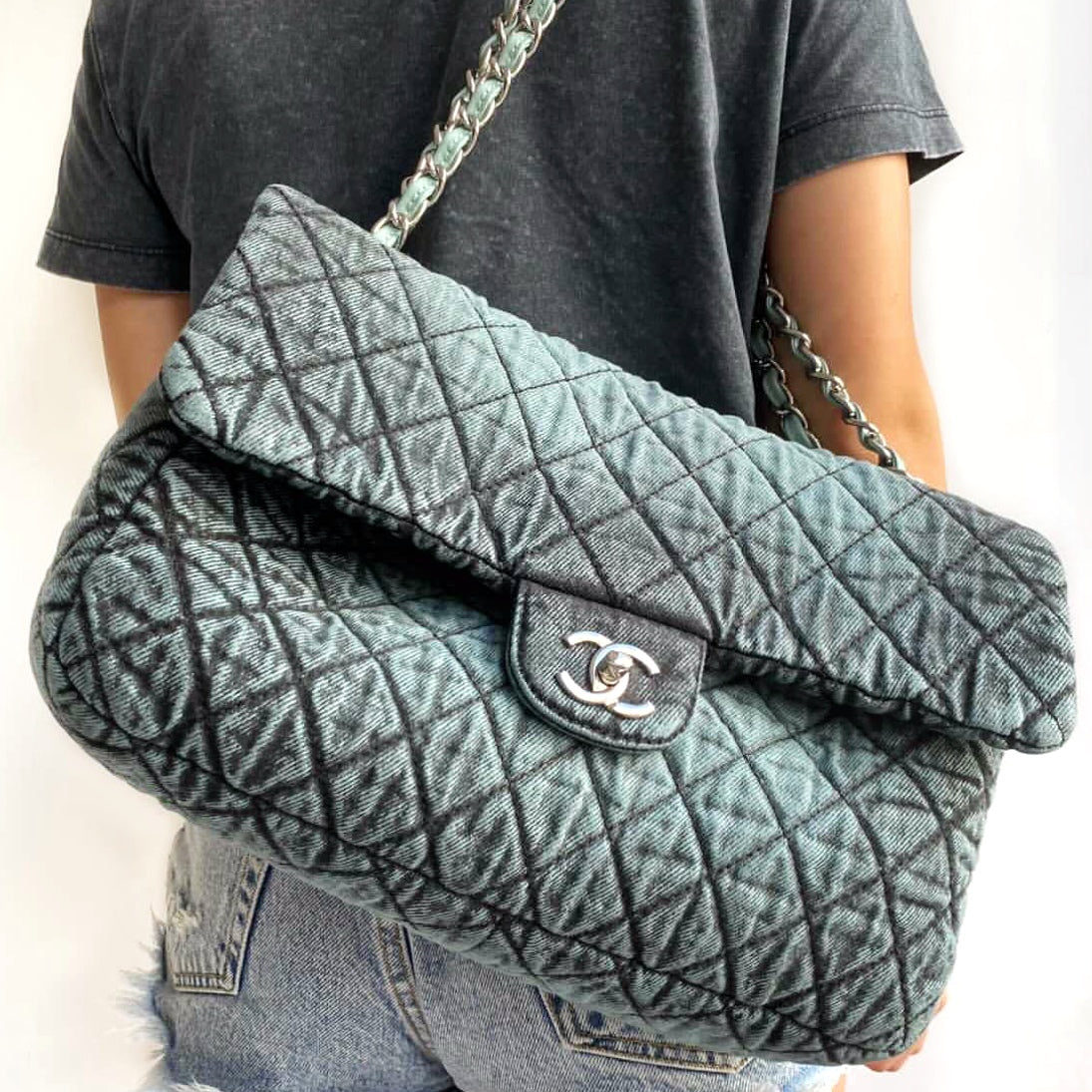 Chanel Classic Medium Denim Double Flap Bag at 1stDibs