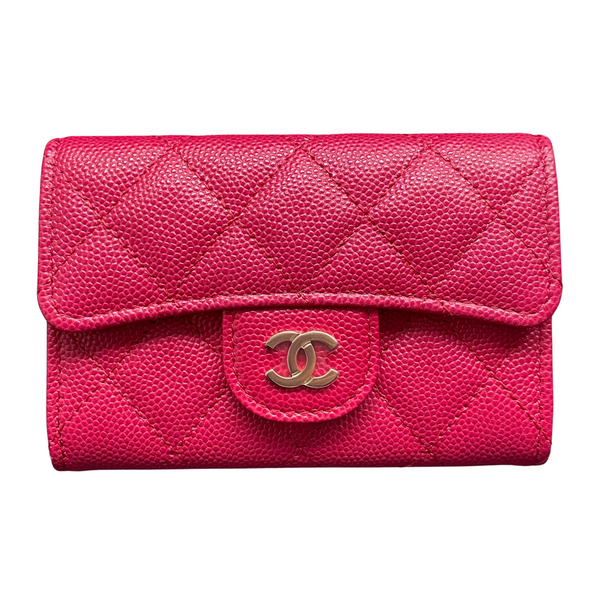 Chanel CC Pearl Coin Card Holder with Chain Quilted Iridescent