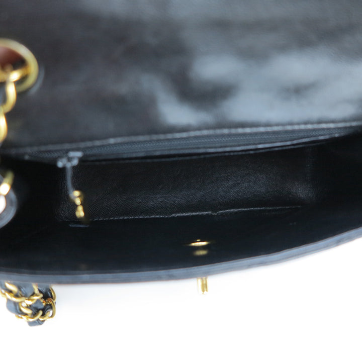 Vintage Classic Mini Square Flap Bag in Black Lambskin