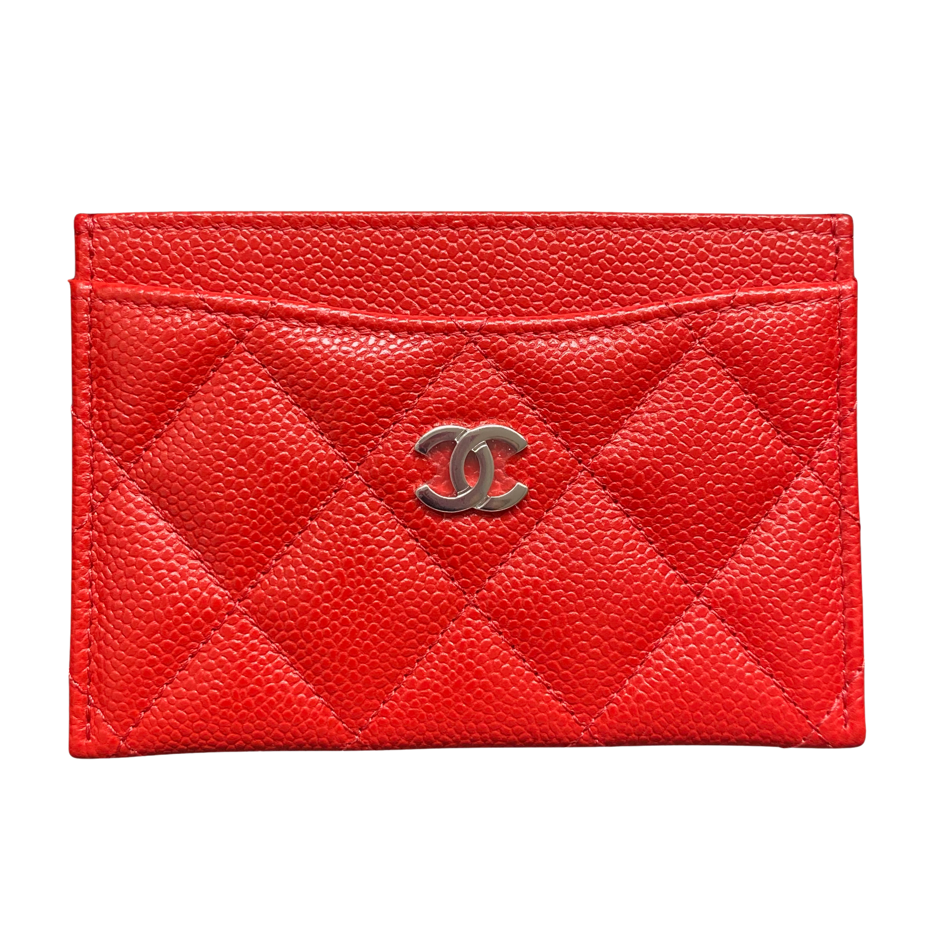 Chanel Classic Card Holder Camellia Caviar Red 1213581