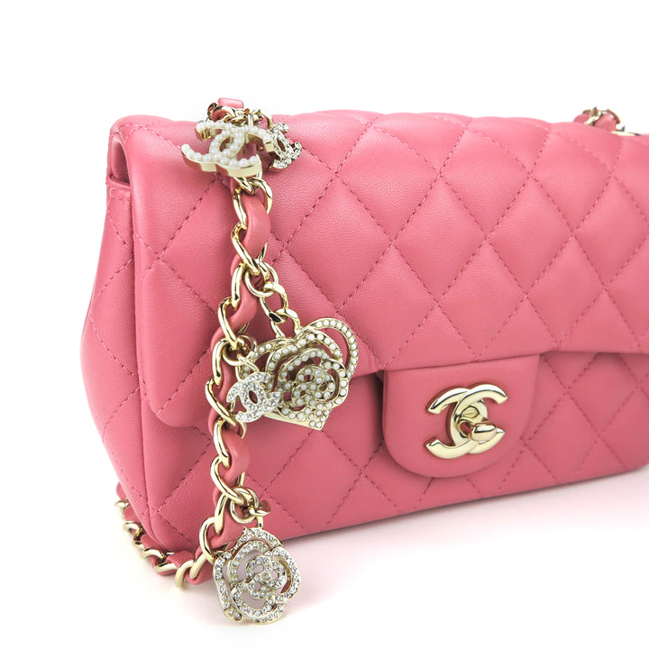 CHANEL Lambskin Quilted Extra Mini Flap Heart Valentine Charms