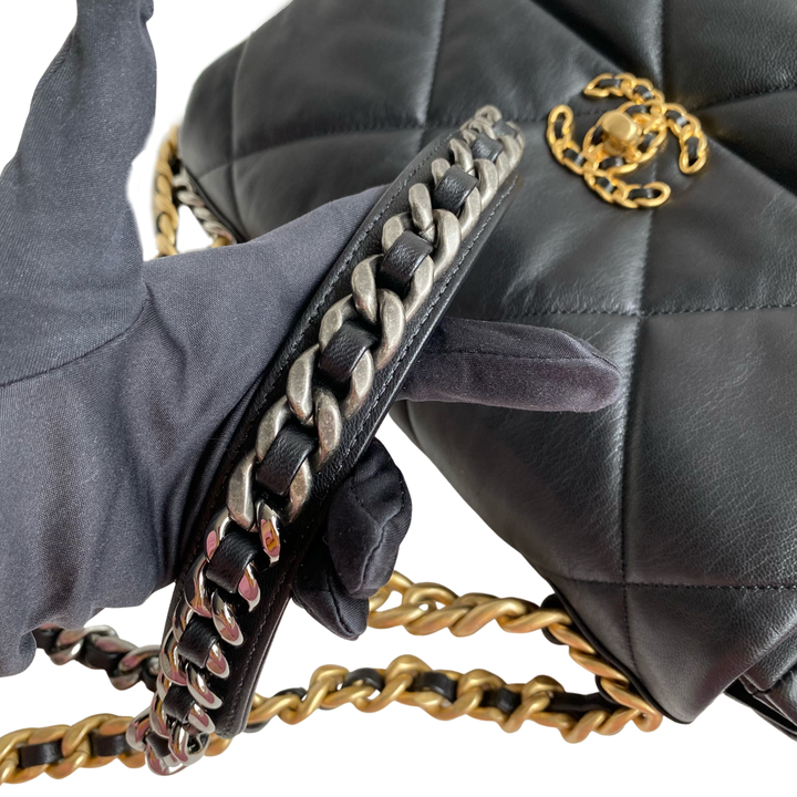 Chanel 19 Large Flap Bag Black Goatskin – Coco Approved Studio