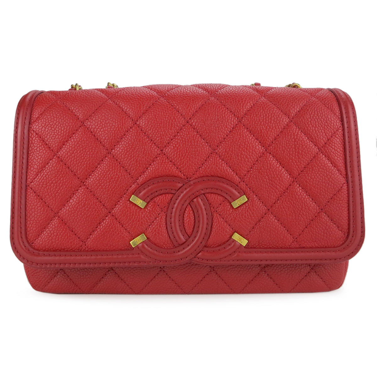 Chanel Filigree Round Clutch With Chain Quilted Caviar Mini